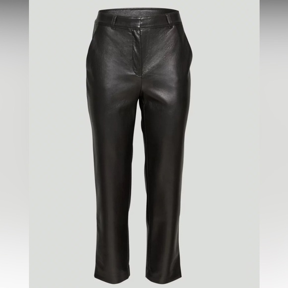 Aritzia Babaton Command Cropped Vegan Leather Pants Sz 10 Mid Rise Black - Picture 5 of 14